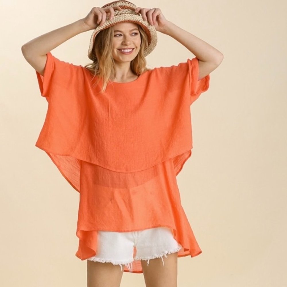 NWT Umgee Cuffed Sleeve Layered Tunic